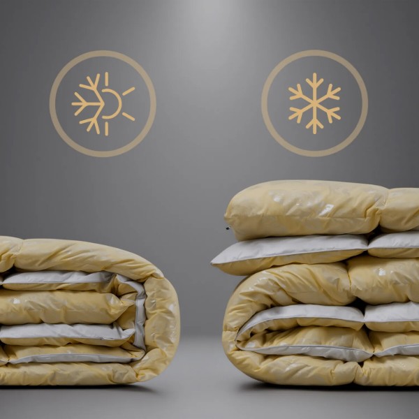 Фото - Набір ковдра євро + 2 подушки MirSon №9517 Bio-Beige зимове 200х220 Біо-пух + 50х70 (2200010805260)